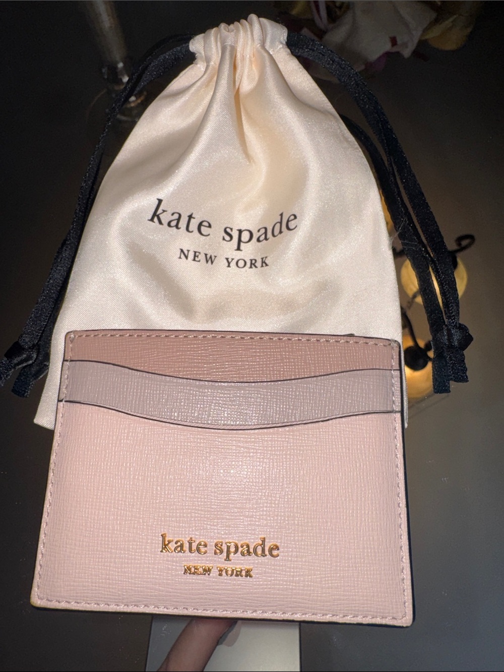 kate spade Pink Two-Tone Saffiano Card Holder